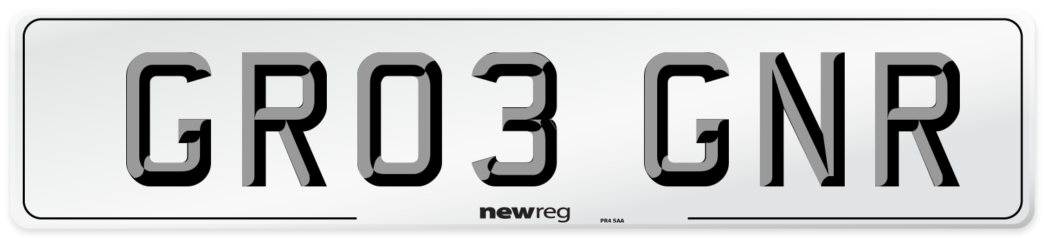 GR03 GNR Number Plate from New Reg